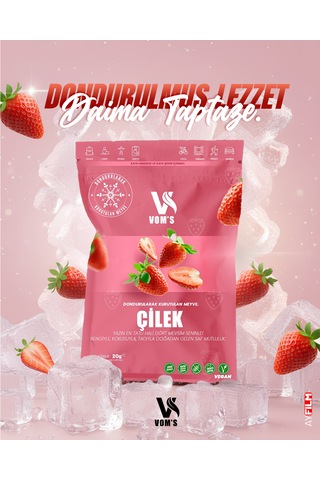 Voms Dondurularak Kurutulmuş Meyve Cipsi - Freeze Dried Çilek 20gr 20 G