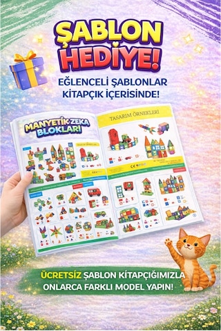 Arabalı 110 Parça 7.5cm Büyük Boy Manyetik Blok Seti |  Güçlü Mıknatıslı Zeka Geliştirici Eğitici Oyuncak