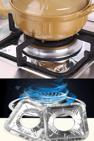 20 Adet Ocak Üstü Koruyucu Leke Önleyici Isıya Dayanıklı Yıkanabilir Ocak Gözü Izgara Koruyucu Folyo Çok Renkli