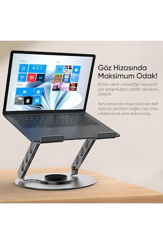 Apple MacBook Uyumlu Ve Laptop Standı 360 Derece Dönebilen Boyutu Ayarlanabilir Alüminyum Alaşım Ergonomik Tasarım Bilgisayar T
