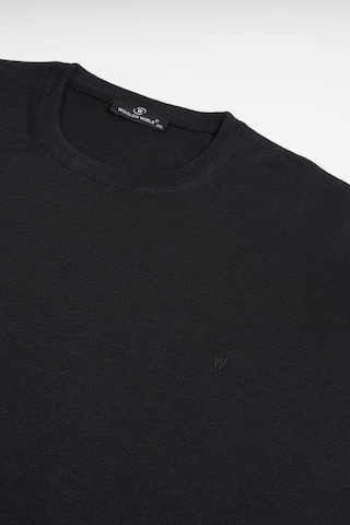 Woolen World Bisiklet Yaka Battal Büyük Boy Yünlü Triko Kazak Siyah