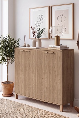 Yurudesign Oslo Ahşap Ayaklı 10 Raflı 4 Kapaklı Çok Amaçlı Dolap Büyük Ayakkabılık Dresuar 30 Çift Ayakkabı Sepet Ol10-s