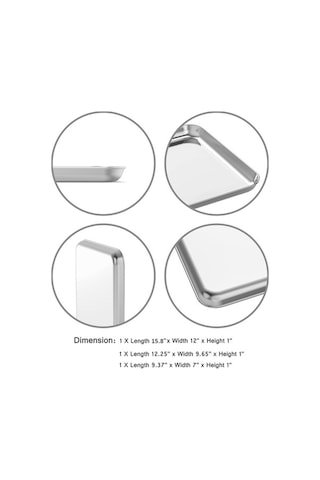 Maoyaya Fırçalık Sac Seti 3'lü, Paslanmaz Çelik Çerez Saklama Çakçası Tavası, 9/12/16 İnç, Toksiksiz Kolay Temiz Çelik