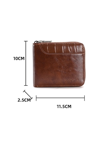 Sones Rfıd Hırsızlığa Karşı Korumalı Erkek Cüzdanı Çok İşlevli Kısa Fermuarlı Çanta Kahverengi