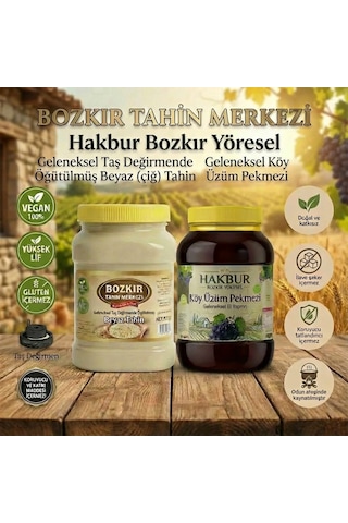 Bozkır Tahin Merkezi Muhteşem İkili Beyaz Tahin 935 Gr- Köy Üzüm Pekmezi 950 Gr Doğal&katkısız
