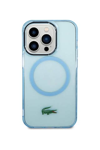 Apple Uyumlu iPhone 15 Pro Kılıf Lacoste Lisanslı Magsafe Özellikli Transparan Timsah Logo