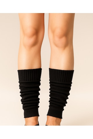Ozzy Socks Aerobik Tozluk Akrilik Triko Örgü Leg Warmer Ayak Isıtıcı Siyah Siyah