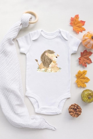 Tuğba Baby Özel Tasarım Lisanslı Babasının Aslanı Bebek Body Baba Bebek Badi Zıbın Beyaz