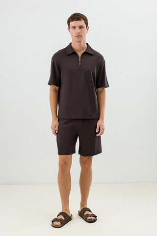 Antioch Polo Yaka Basic T-shirt Kahverengi
