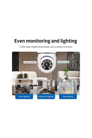 1080p Kablosuz Ampul Monitör Kamerası Wifi Akıllı Kamera 2mp Gece Görüşünü Destekler İki Yönlü Konuşma Hareket Algılama Ve Alarm Mobil Uygulama Uzaktan İzleme Ev Ofis Mağaza Süpermarket İnternet Beyaz