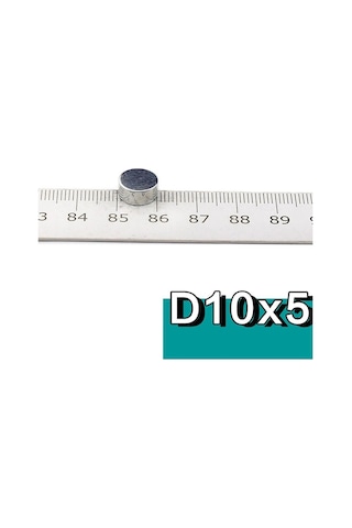 50 Adet 10x5 Yuvarlak Neodyum Mıknatıs Magnet Çap: 1 Cm - Kalınlık 5 Mm