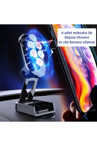 Mt90 Alüminyum Kasa Araç İçi Telefon Tutucu Torpido Üstü 360 Dere