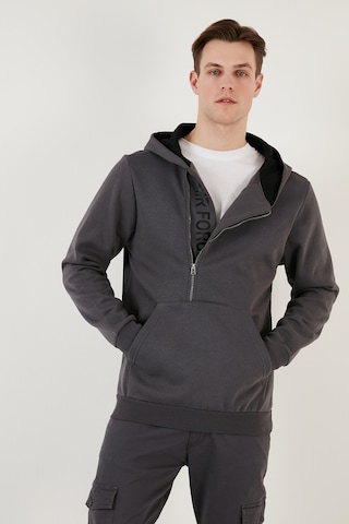 Buratti Kanguru Cepli Fermuarlı Kapüşon Yaka Slim Fit Erkek Sweat 575707 Antrasit