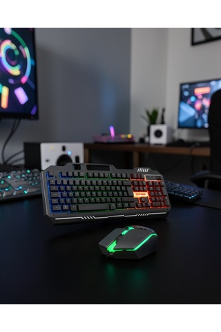 Mekanik Led Klavye Mouse Seti Xuczpg8018klavyeeeee Diğer