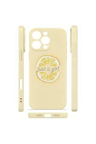 Apple iPhone Uyumlu 16 Pro Vorian İnce Kamera Korumalı Mika Kılıf Just A Girl Lemon Just A Girl Lemon Mika