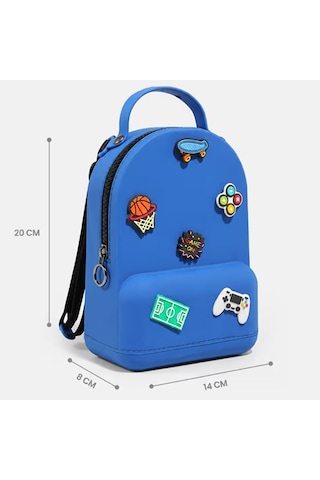 Vicco Pvc Mini Boy Çocuk Plaj Çantası Kreş Çantası Sırt Çantası Okul Çantası Unisex Çanta Lacivert