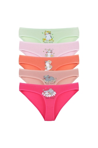Sensu Kız Çocuk Pamuklu 5'li Külot Set - Kıds2600 Model-1 Çok Renkli