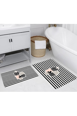 Eliana Home Dijital Baskılı 2'li Banyo Paspas Takımı Lna5246 Siyah