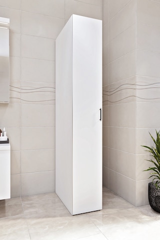 Ases Mobilya Esl0210 Dar Alanlar İçin Çok Amaçlı Banyo-hol-mutfak Dolabı Bol Raflı Beyaz Beyaz