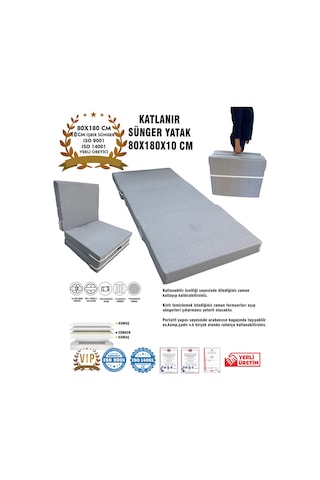 Katlanır Yer Yatağı Ve Tek Kişilik Sünger Katlanır Minder Yatak 80x180x10 Cm-gri