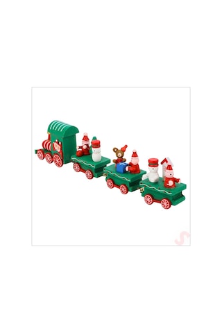Yılbaşı Dekorasyonu, Ahşap Tren Seti - 22 Cm