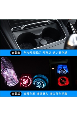 Padalink Ford Araçlar İçin Led Aydınlatmalı Su Bardağı Altlığı - Şarj Edilebilir 220mah Pil