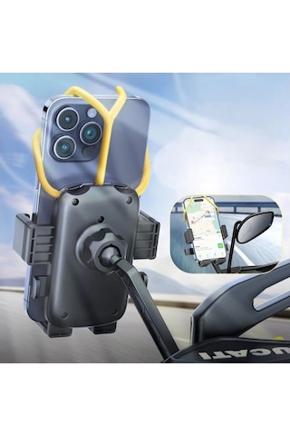 Blackbird Game Center Motosiklet Bisiklet Telefon Tutucu Ayna Bağlantılı Motor Tutacağı Scooter Bts15 Siyah
