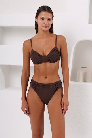 Lapıeno Balenli Yanları Sürgülü Bikini Takım 4292 Kahverengi