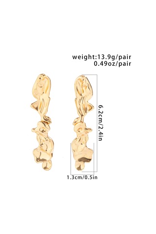 Vkemall Altın Renkli Allüminyum Küpe Düzensiz Katlanmış 3d Tasarım 6.2cm Uzunluk Bireysel Stile Uygun Gold