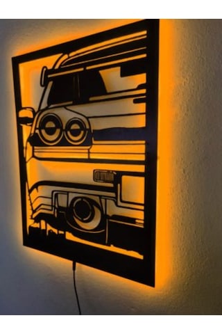 Araba Gtr Led Işıklı Ahşap Tablo (523524273)