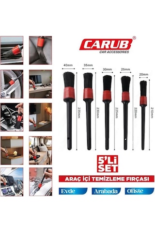 Carub Araç İçi Temizleme Fırçası Detay Temizlik 5li Set Br0922566 1 Adet