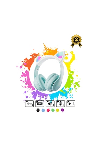 Çocuk Bluetooth Kulaklık Kedi Kulaklık Pro 5.0 Akıllı Rgb Led Detaylı Bluetooth Kablosuz