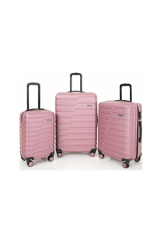 Polo Club Abs Kabin Orta Ve Büyük Boy Pembe 3'lü Valiz, Bavul Seti Pembe