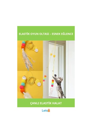 Elastik Yapışkanlı Kedi Oyun Oltası Çanlı Eğlenceli Oyun