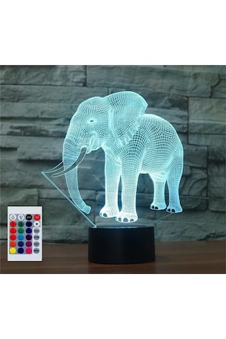 Goldenqian Çocuklar Için Gece Lambası 3d Fil Uzaktan Kumandalı Led Lamba 16 Renk Değiştirme Çocuk Için Noel Doğum Günü Hediyesi Mo3byo Siyah