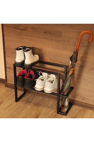 Konfeti Metal Profil Ayakkabı Rafı Siyah