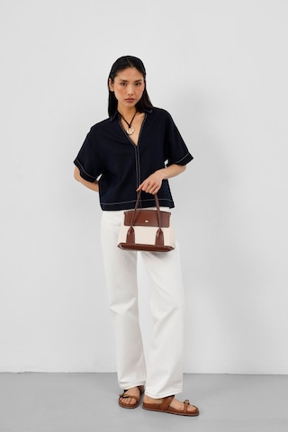 Shule Bags Suede Garnili Kanvas El Ve Çapraz Taba