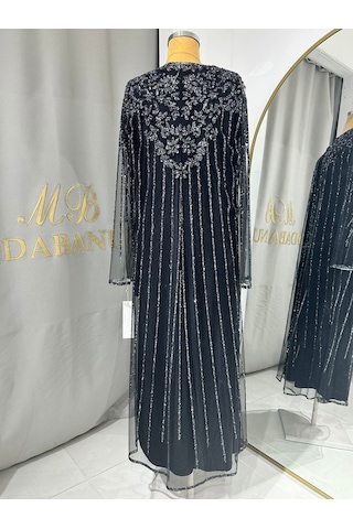 Modabanuda Wilma 2'li Takım Taşlı Abaya Siyah