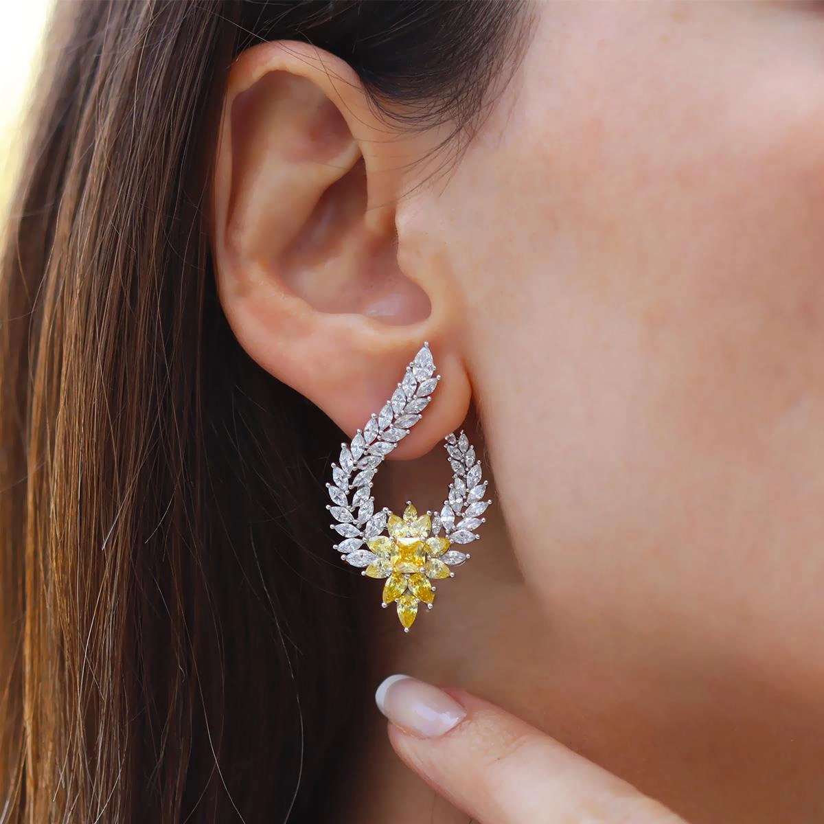 Damla Festival Sitrin Taşlı Gümüş Küpe Gümüş