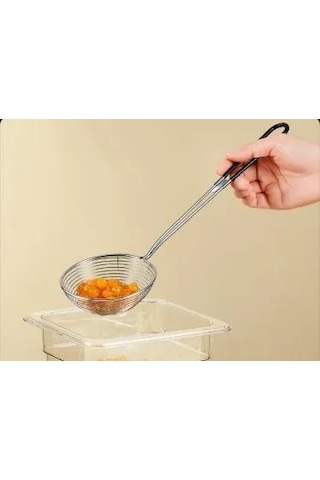 Vkemall Büyük Boy Siyah 10cm Çelik Süzgeç Kaşık - Fırça Izgara, Fincan Süzme, Hotpot Yeme İçin Dayanıklı Mutfak Aleti Diğer