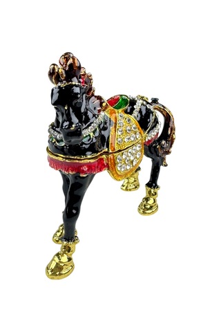 Düz At Biblo 7,5 7,5 CM Siyah Gold Taş Detaylı