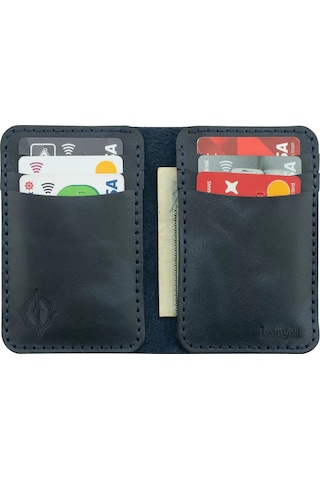 Twingold İsme Özel Dikey Mini Cüzdan - %100 Rainbow Deri - A010005 - Lacivert Lacivert