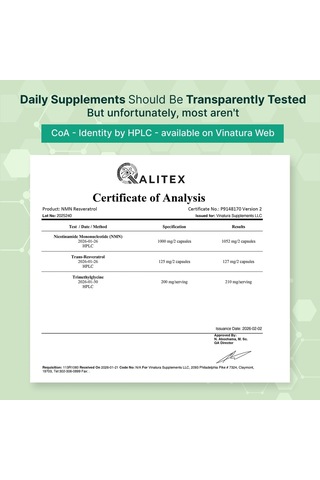 Vınatura Nmn 1325 Mg Nmn 1000mg With Resveratrol And Tmg Nad+ 60 Caps