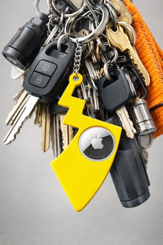 Apple Uyumlu AirTag Şimşek Tasarımlı Gizli Anahtarlık Kılıf Çanta/valiz/anahtar İçin Tam Koruma Sarı