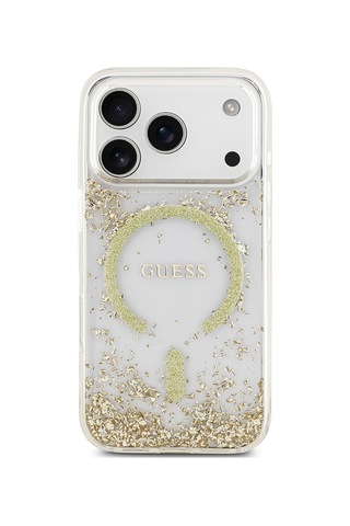 Apple Uyumlu iPhone 17 Pro Kılıf Guess Lisanslı M-safe Şarj Özellikli Transparan Resin Bottom Kapak Gold Gold