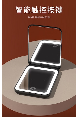 Aurora Lambaşarjlı El Tipi Maki Yaj Aynasıüç Renkli Aydınlık Kare Küçük Taşın İse Katlanıra Siyah