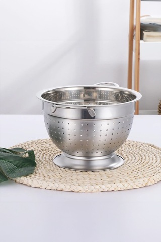Olla Gümüş Paslanmaz Çelik Kevgir Karıştırma Kasesi Salata Makarna Sebze Meyve Süzgeç 30 Cm Gümüş