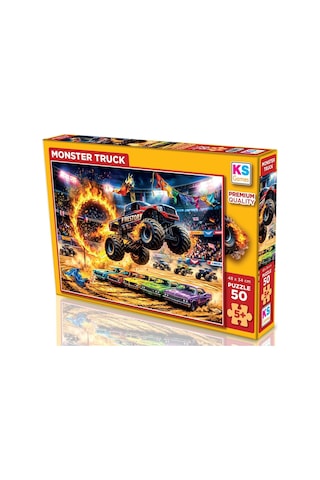 Ks Games Monster Truck Dev Tekerlekli Kamyon 50 Parça Erkek Çocuk Puzzle - 31759