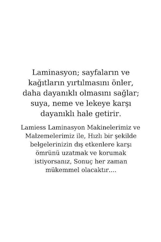 Lamiess A-5 125 Mıc.Polyesterlaminasyon Filmi 100'Lü