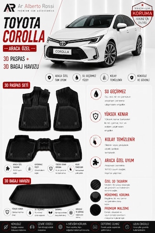 Toyota Corolla 2018-2026 Araca Özel 3d Paspas + 3d Bagaj Havuzu
